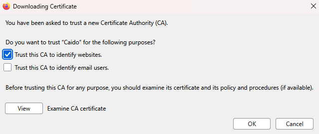 The View Certificates settings option.