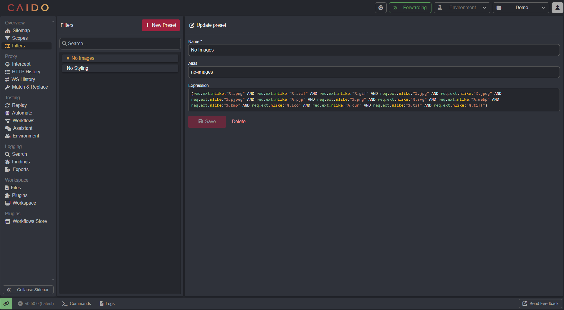 The Filters interface.
