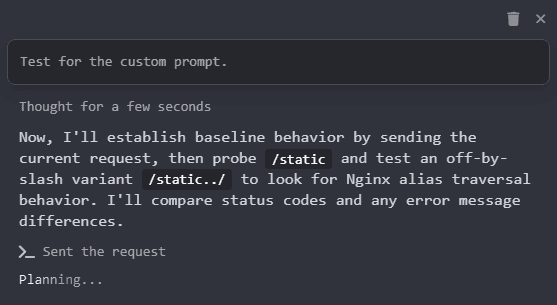 Custom prompt execution.