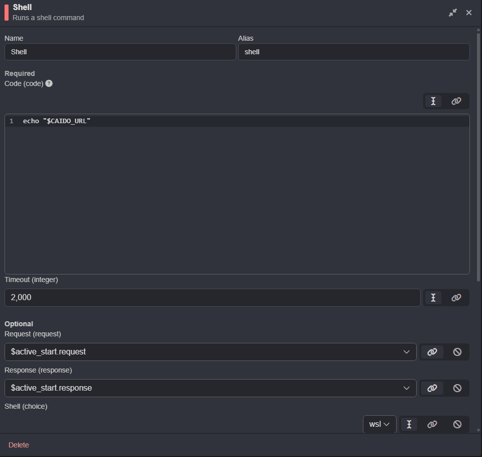 The Shell node editor.